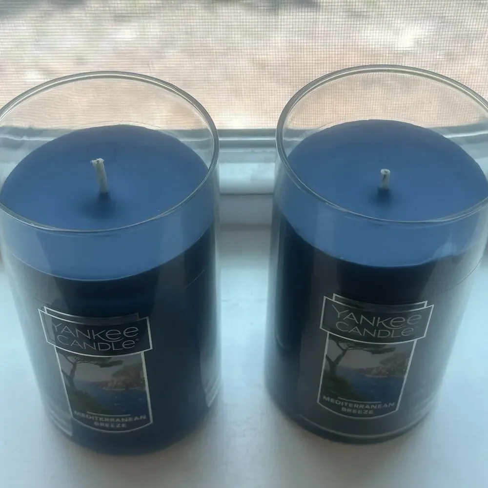 Yankee Candle Mediterranean Breeze 2 Pilar Candles 12oz Brand New